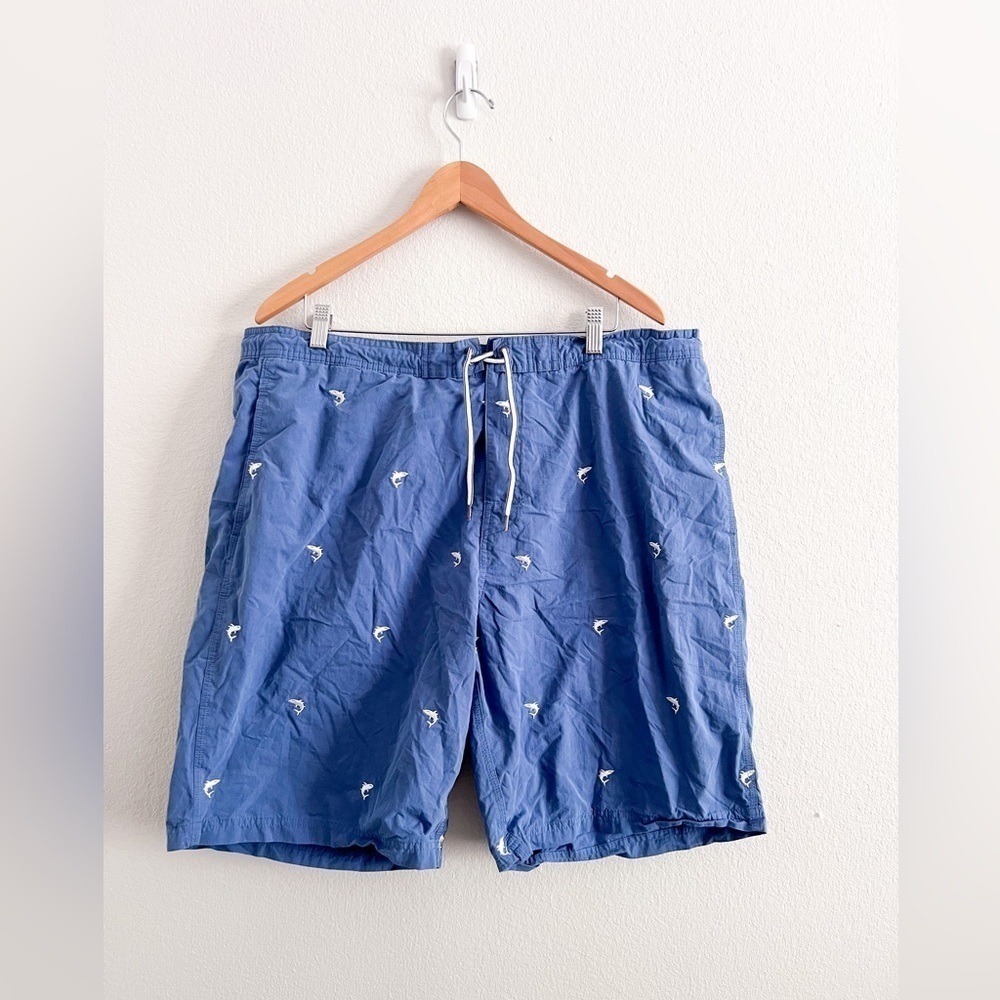 Cremieux Swimwear Blue Shark Print Swim Trunks